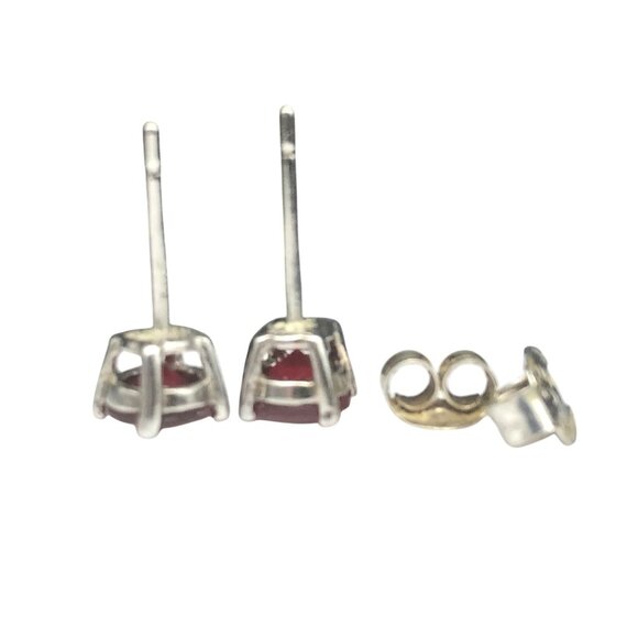 Vintage ATT Thai Silver Earrings with Red Crystal Solitaire, 925 Sterling Studs - Picture 7 of 7